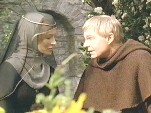 The widow Perle talks with Brother Cadfael