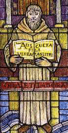 Stain Glass Memorial to Edith Pargeter in Shrewsbury Abbey